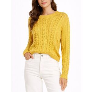 Women's Yellow Cable Knit Sweater